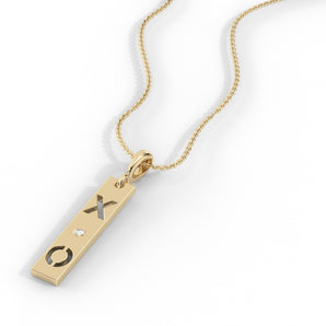 14K Gold Diamond XO Bar With 16" Necklace