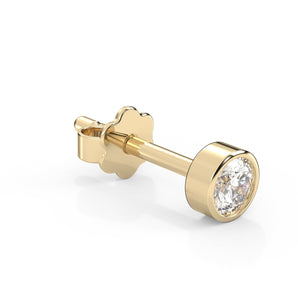 14K Gold Low Set Bezel SI-1 Diamond Earrings Studs