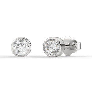 14K Gold Low Set Bezel SI-1 Diamond Earrings Studs