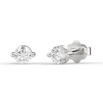 14K Gold Round 2 Prong SI-1 Diamond Earrings Studs