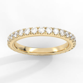 14K Gold Round French Setting SI-1 Diamond Eternity Ring