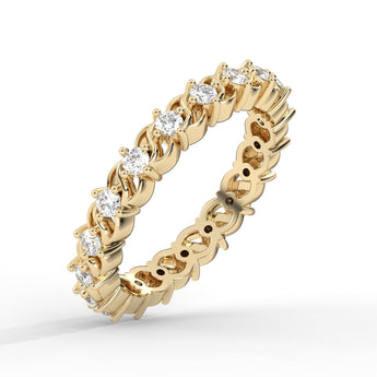 14K Gold Criss Cross Setting SI-1 Diamond Eternity Ring