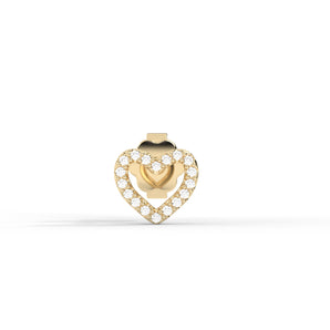14K Gold Pave Heart Diamond Earrings