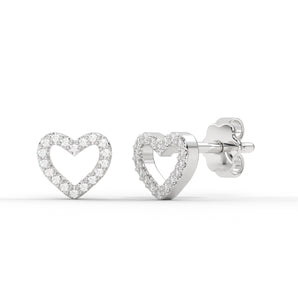 14K Gold Pave Heart Diamond Earrings