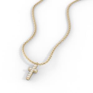 14K Gold Diamond Cross With 16" Necklace